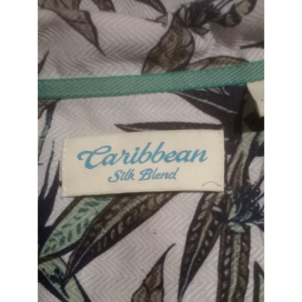 New Caribbean Roundtree & Yorke Silk Blend Gray Tropical Floral Camp Shirt XL - Picture 13 of 16